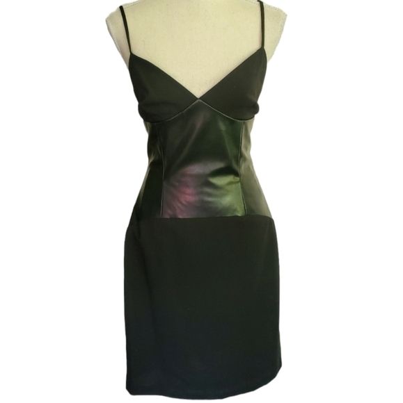 Vintage Hugo Buscati Faux Leather Slip Dress - Picture 1 of 8